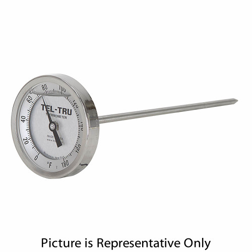 20 - 240 Degree F, -10 - 110 Degree C 3-3/16" Face 6" Stem Teltru GT300R Thermometer [200660]