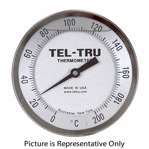 0 - 200 Degree C 5" Face 9" Stem Teltru AA575R Series 42130978 Thermometer [200642]