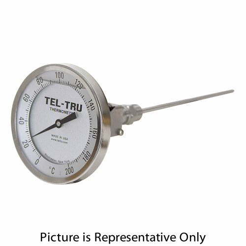 0 - 200 Degree C 5" Face 9" Stem Teltru AA575R Series 42130978 Thermometer [200642]