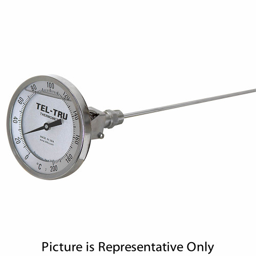 0 - 200 Degree C 5" Face 24" Stem Teltru AA575R Series 42132478 Thermometer [200644]