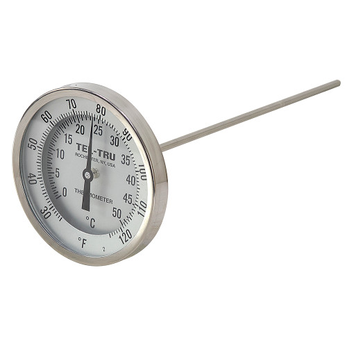 25 - 125 Degree F, 0 - 50 Degree C 5" Face 12" Stem Teltru GT500R Series 38101206 Thermometer [200666]