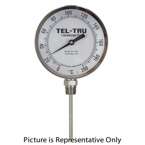 -40 - 160 Degree F 5" Face 12" Stem Teltru BC550R Series 40101253 Thermometer [200653]