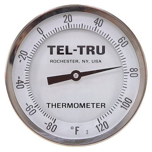 -80 - 120 Degree F 5" Face 6" Stem Teltru AA575R Series 42100631 Thermometer [200635]