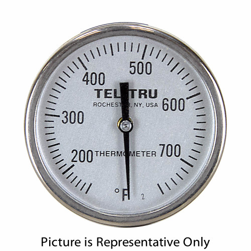 150 - 750 Degree F 1-3/4" Face 8" Stem Teltru GT100R Series 16100865 Thermometer [200673]
