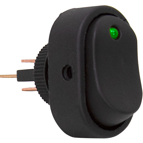 SPST Surface Mount Rocker Switch Green LED 66-2282-G [501307]