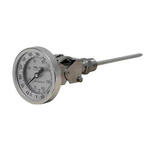50-300 Degree F, 10-150 Degree C 3-3/16" Face 6" Stem Teltru AA375R Series 41100607 Thermometer [200720]