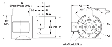 C-Face NEMA Motor Dimensions