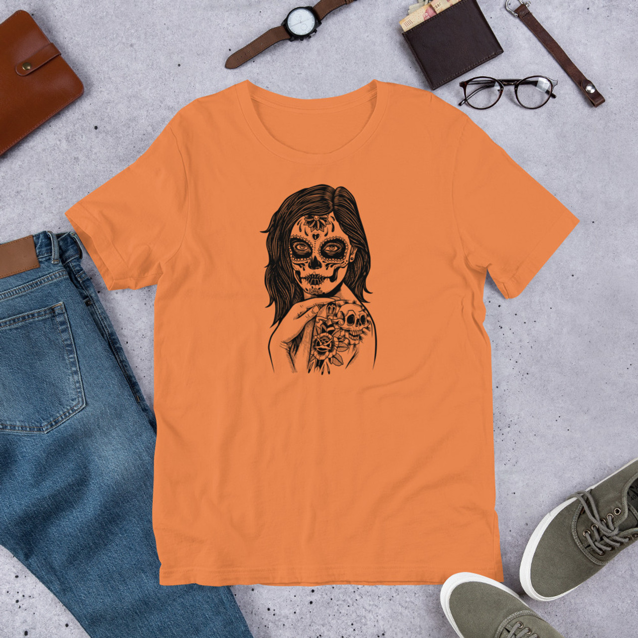 Burnt Orange T-Shirt - Bella + Canvas 3001 El Muerte
