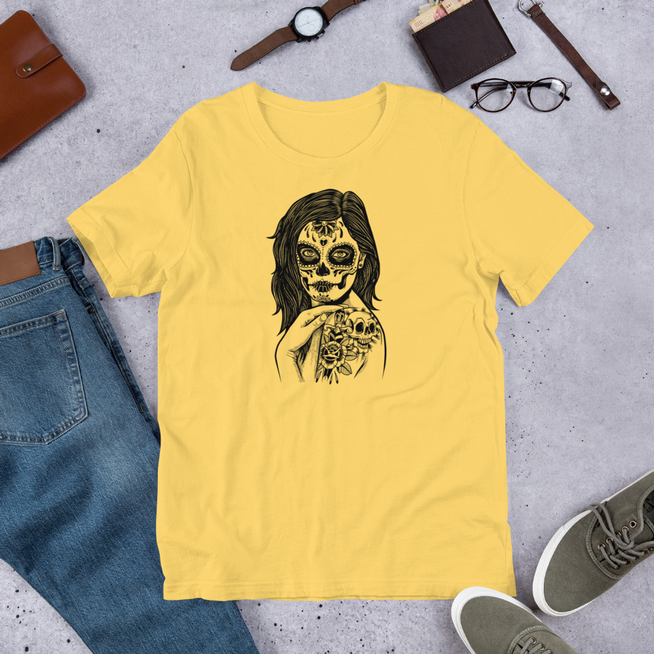 Yellow T-Shirt - Bella + Canvas 3001 El Muerte