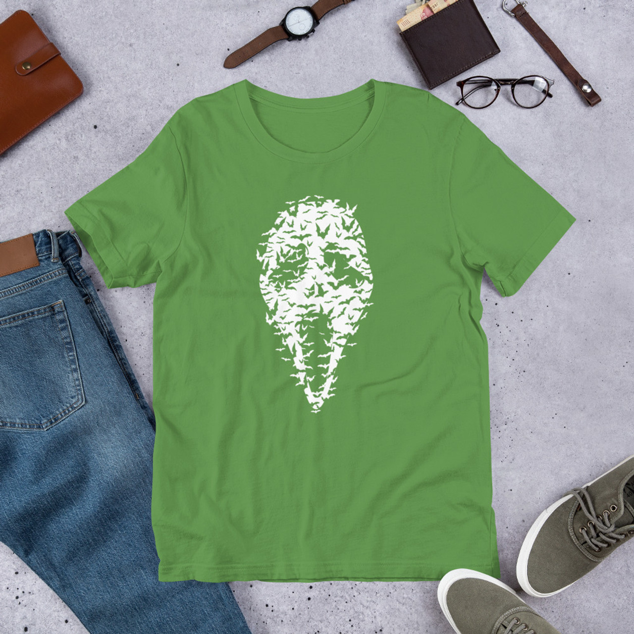 Leaf T-Shirt - Bella + Canvas 3001 Ghost Face Bats