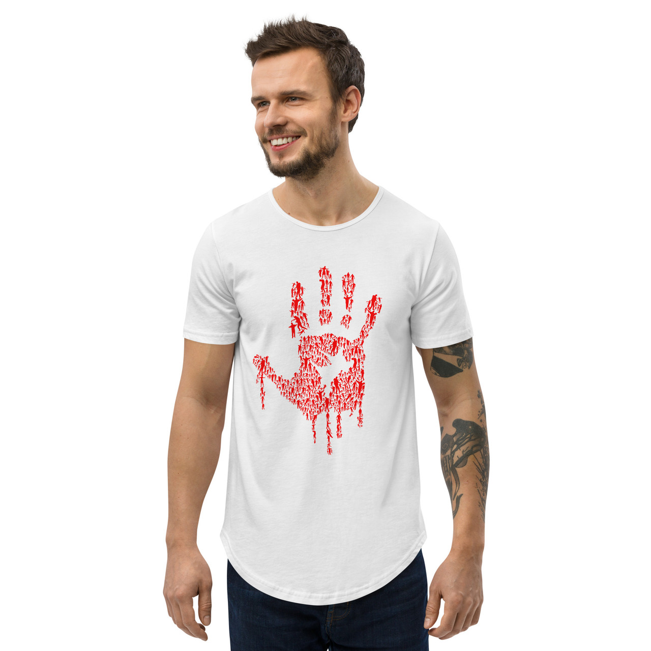 Hand of Zombies Curved Hem Tee - Bella + Canvas 3003 
