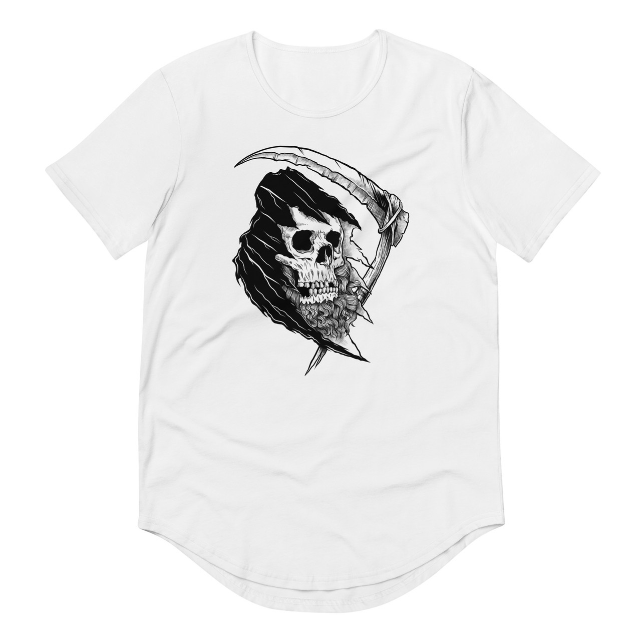 The Bearded Reaper Curved Hem Tee - Bella + Canvas 3003 