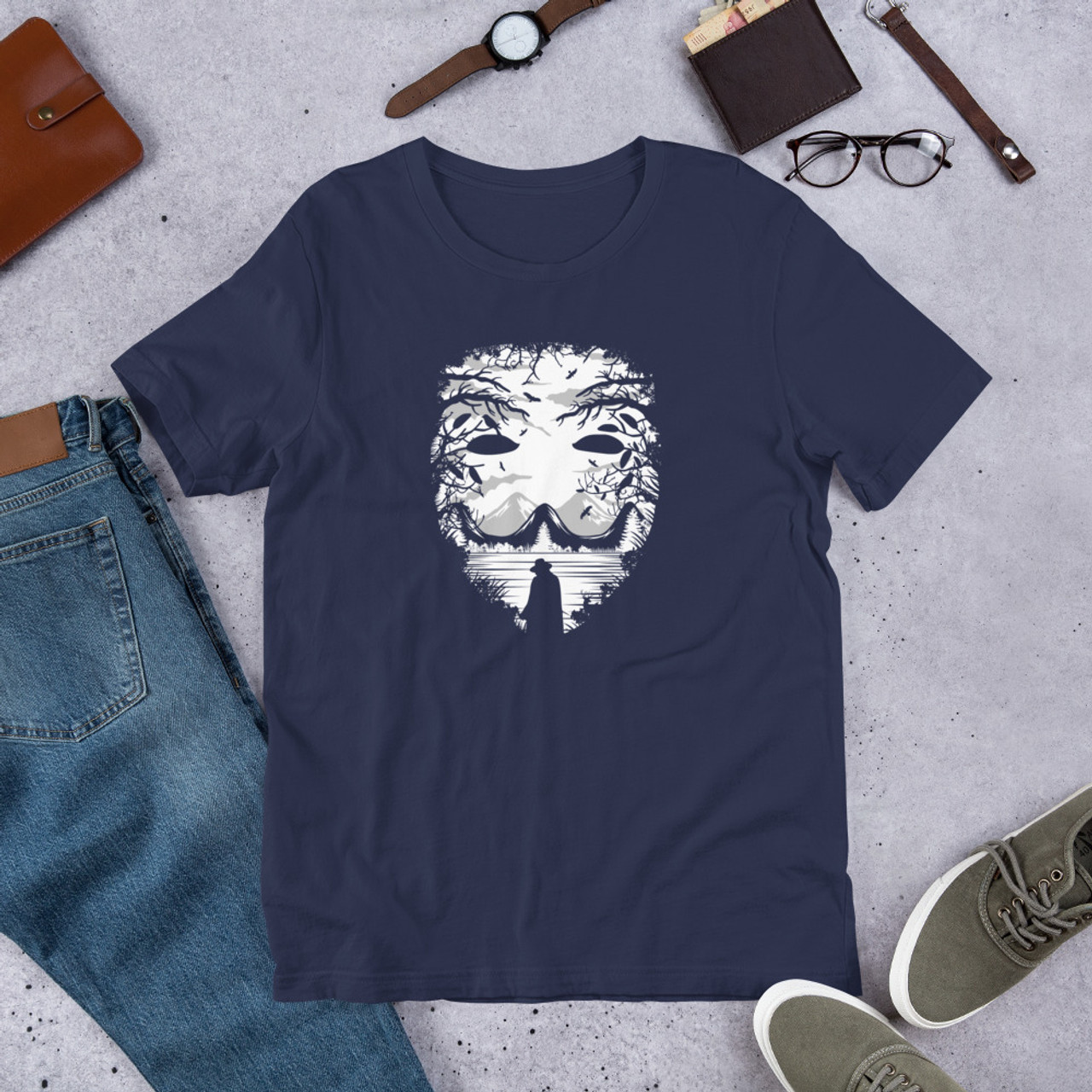 Navy T-Shirt - Bella + Canvas 3001 The Mask