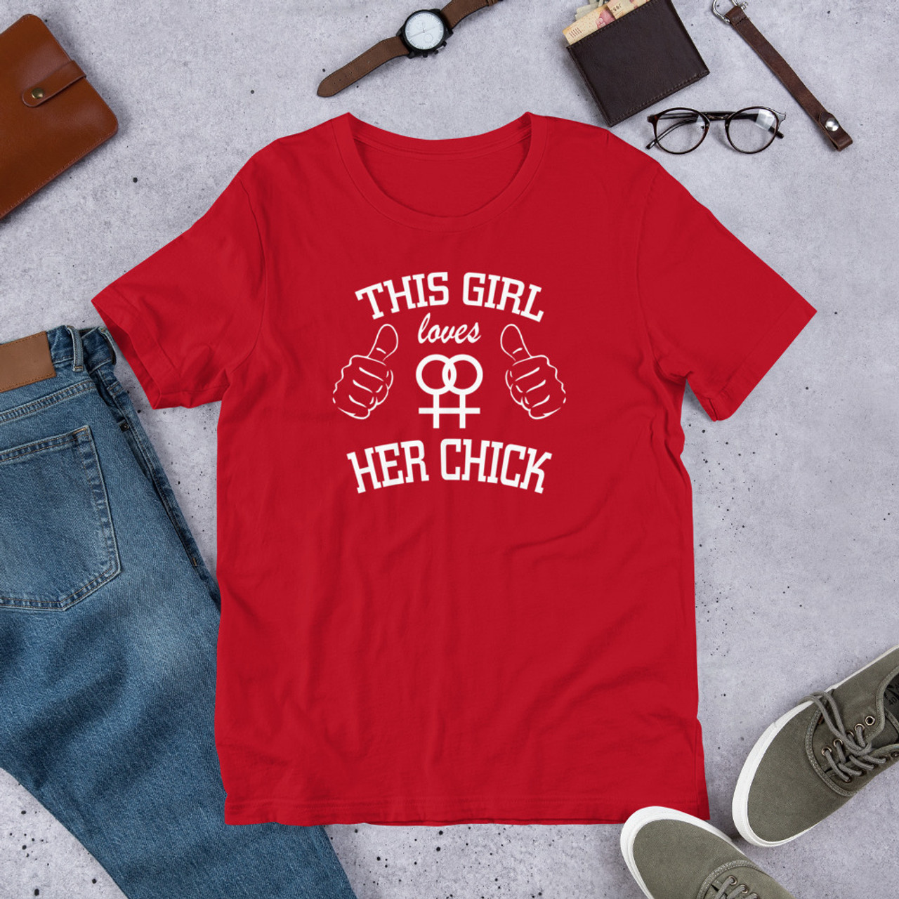 Red T-Shirt - Bella + Canvas 3001 This Girl Loves Her Chick