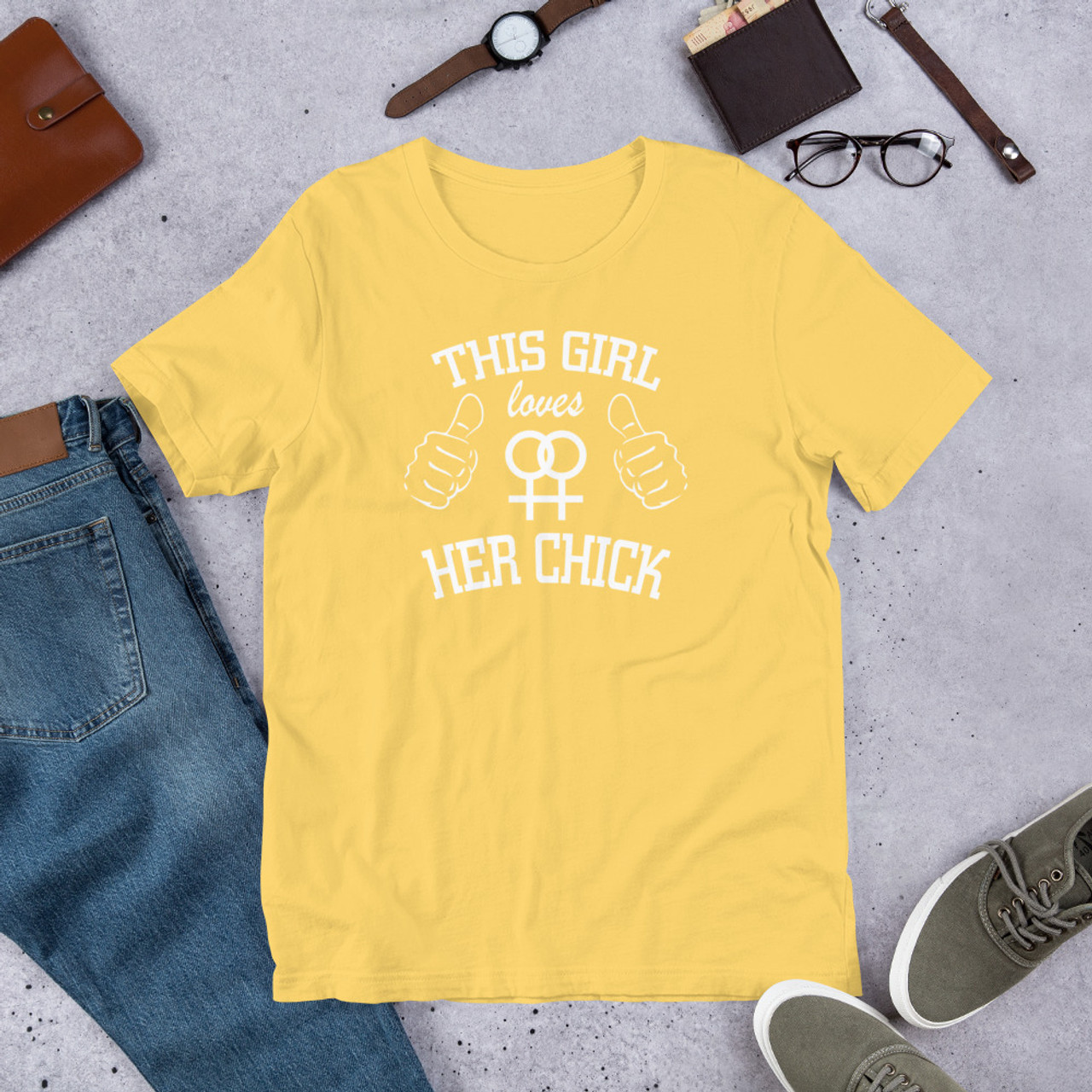 Yellow T-Shirt - Bella + Canvas 3001 This Girl Loves Her Chick