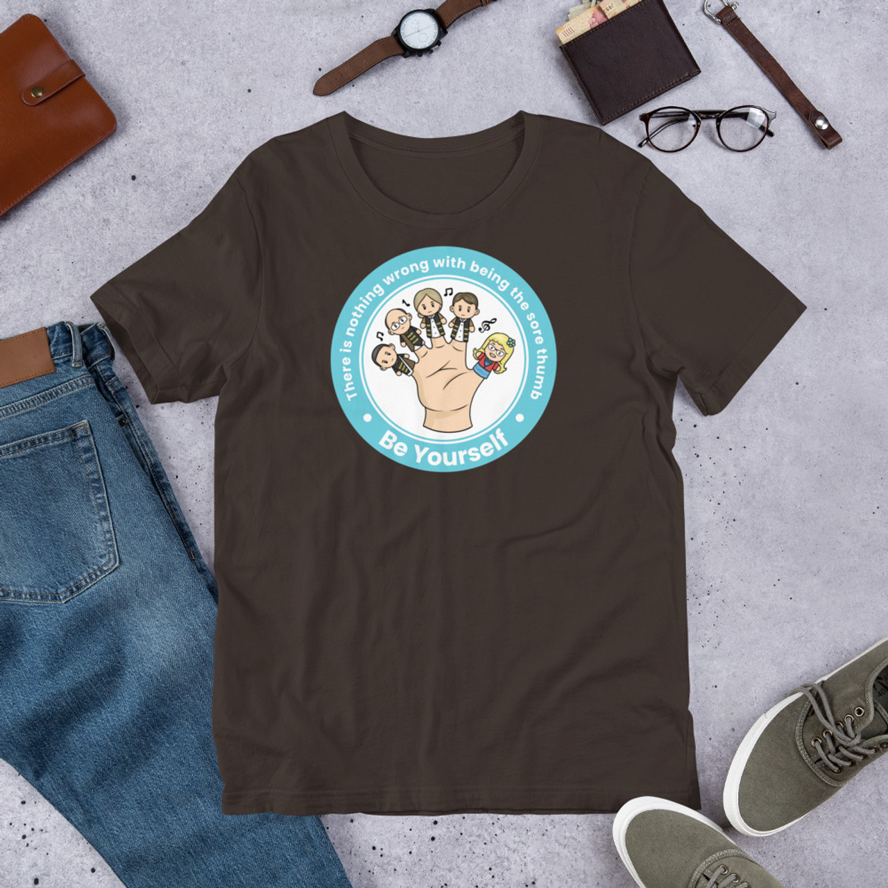 Brown T-Shirt - Bella + Canvas 3001 Stick Out Like A Sore Thumb