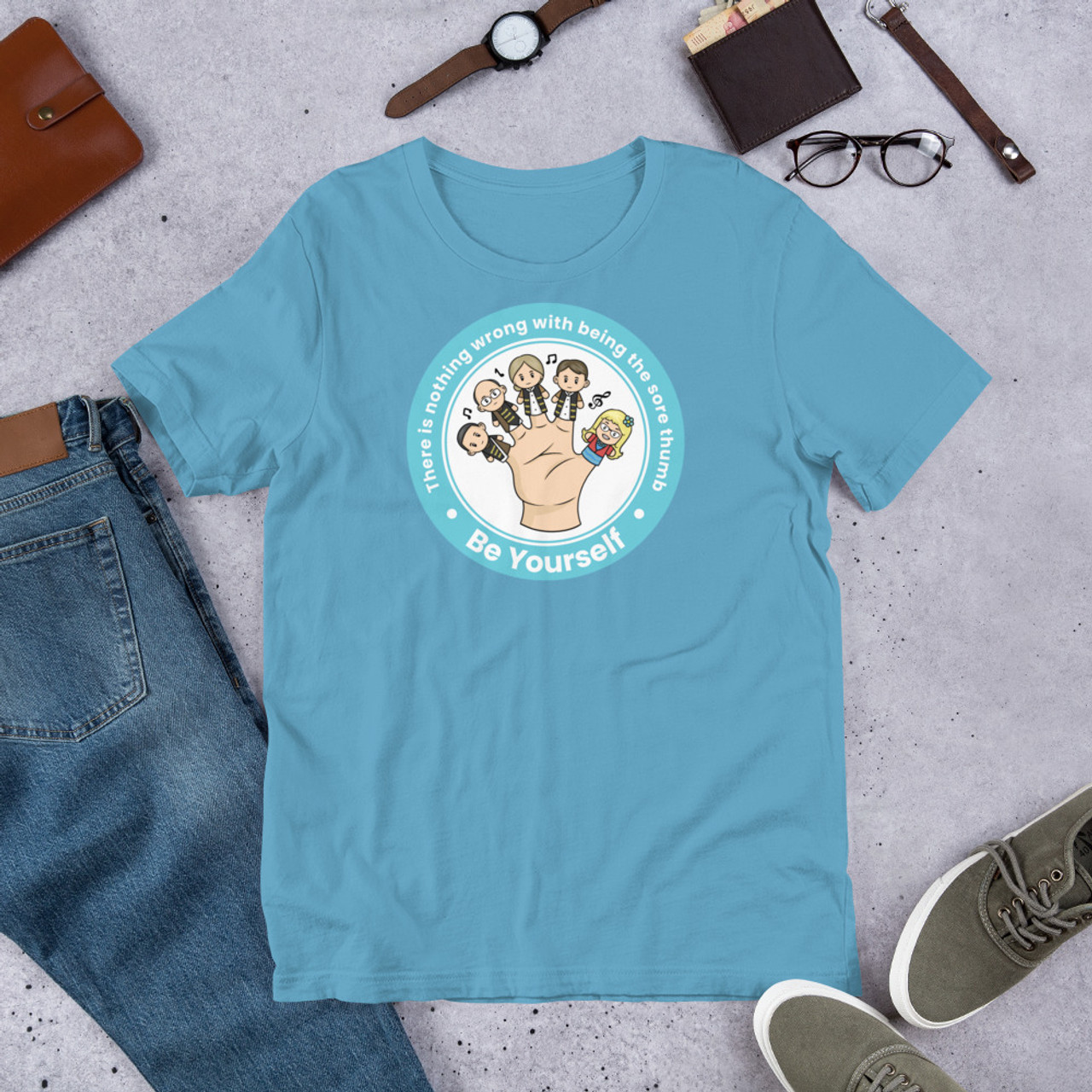 Ocean Blue T-Shirt - Bella + Canvas 3001 Stick Out Like A Sore Thumb