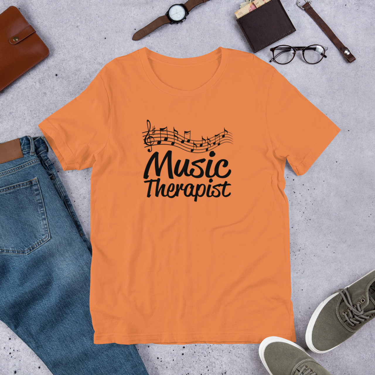 Burnt Orange T-Shirt - Bella + Canvas 3001 Music Therapist