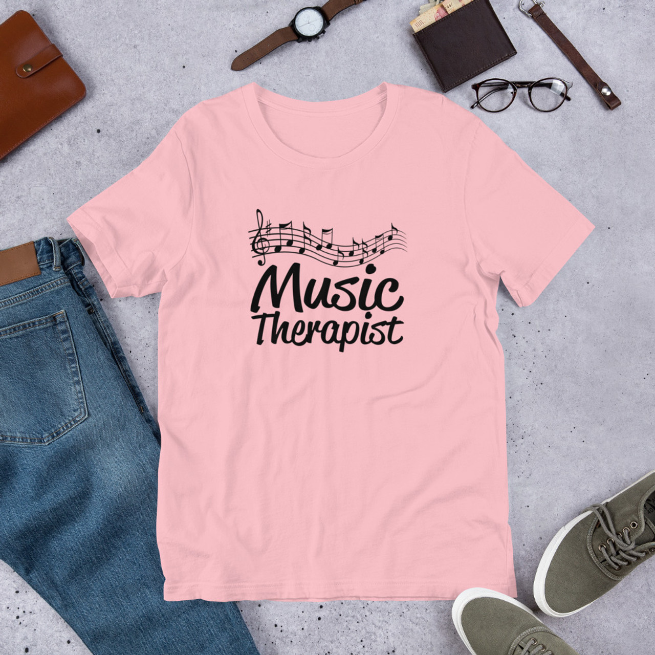 Pink T-Shirt - Bella + Canvas 3001 Music Therapist