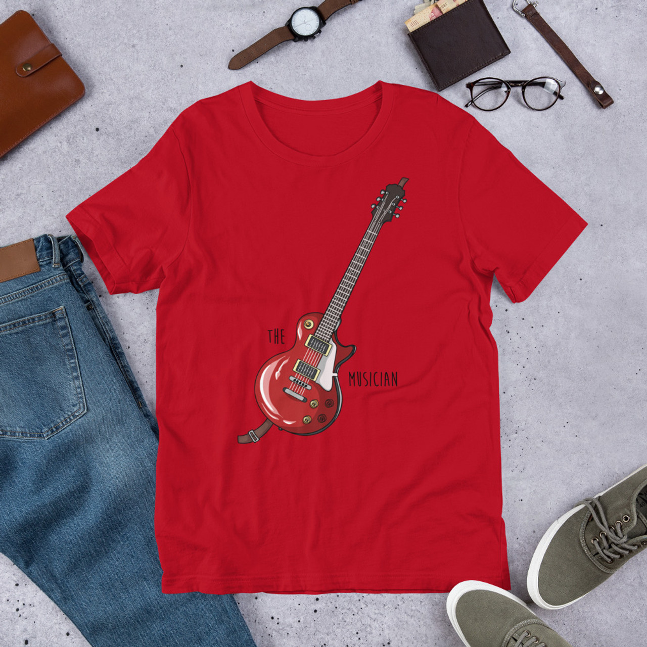 Red T-Shirt - Bella + Canvas 3001 The Musician