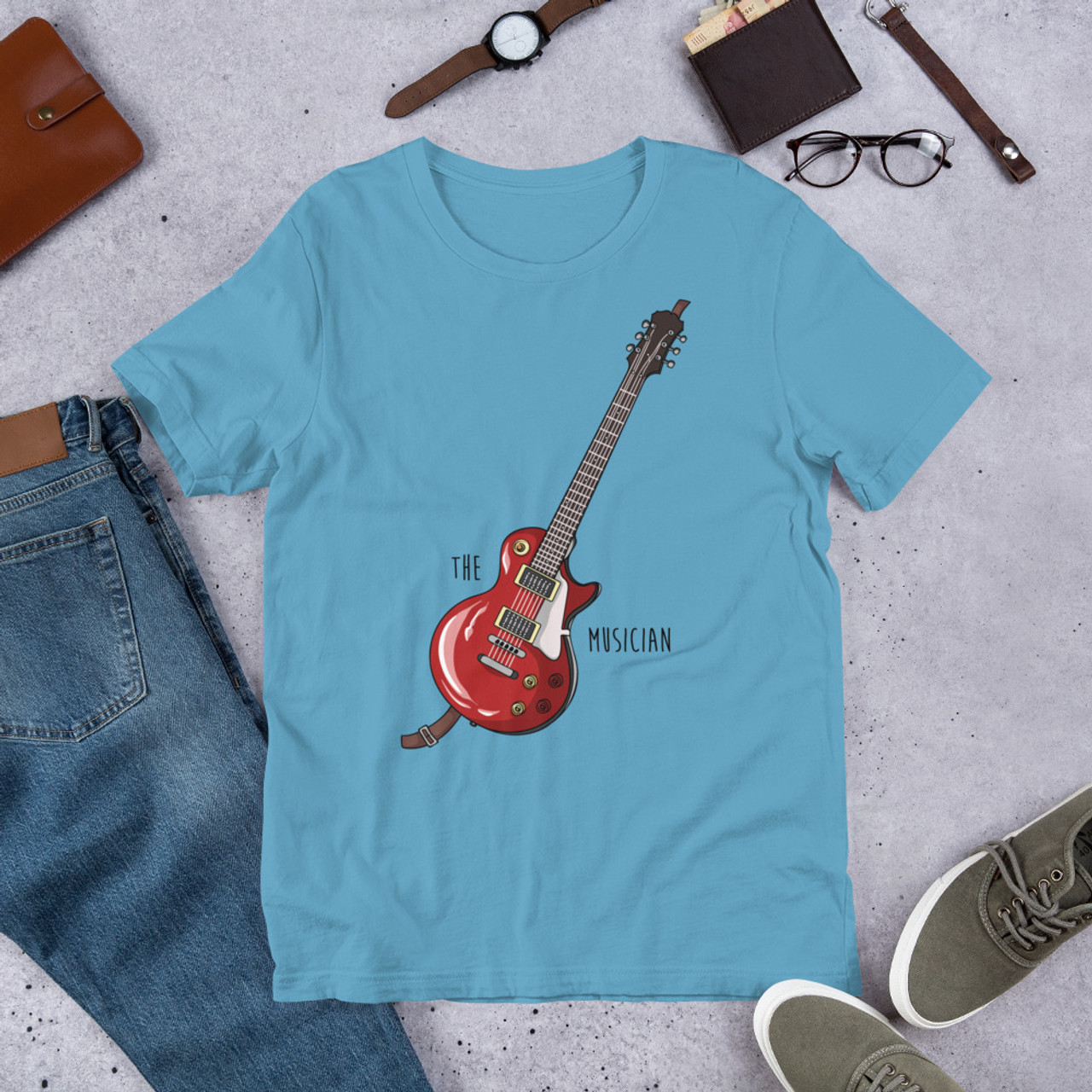 Ocean Blue T-Shirt - Bella + Canvas 3001 The Musician