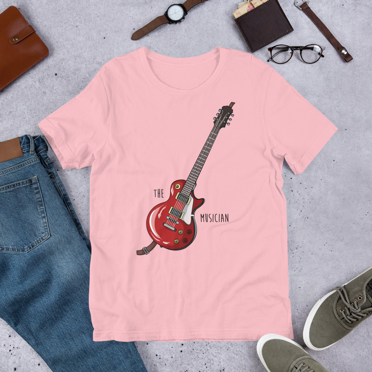 Pink T-Shirt - Bella + Canvas 3001 The Musician