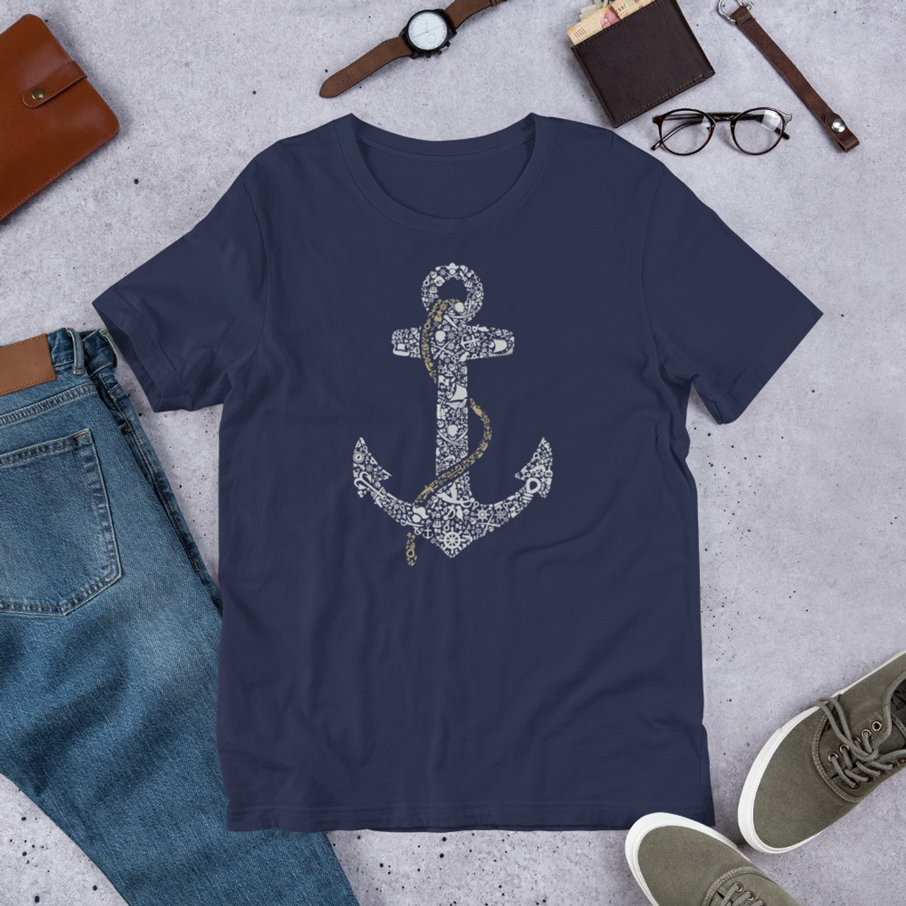 Navy T-Shirt - Bella + Canvas 3001 Anchor