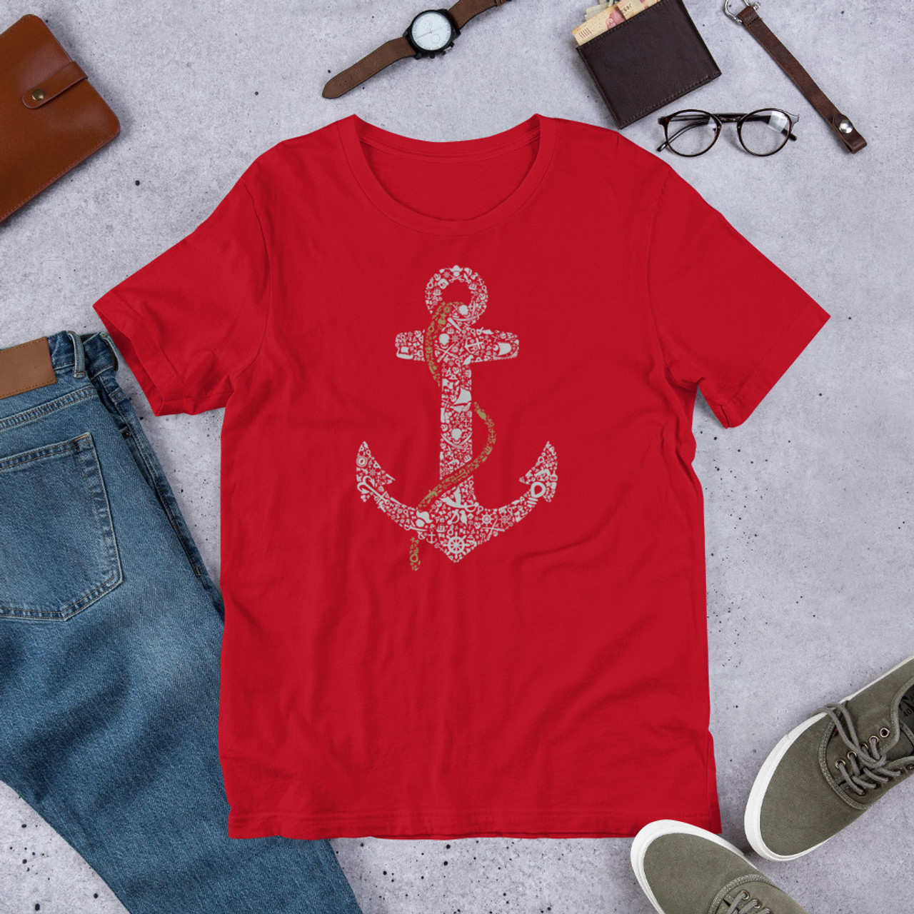 Red T-Shirt - Bella + Canvas 3001 Anchor