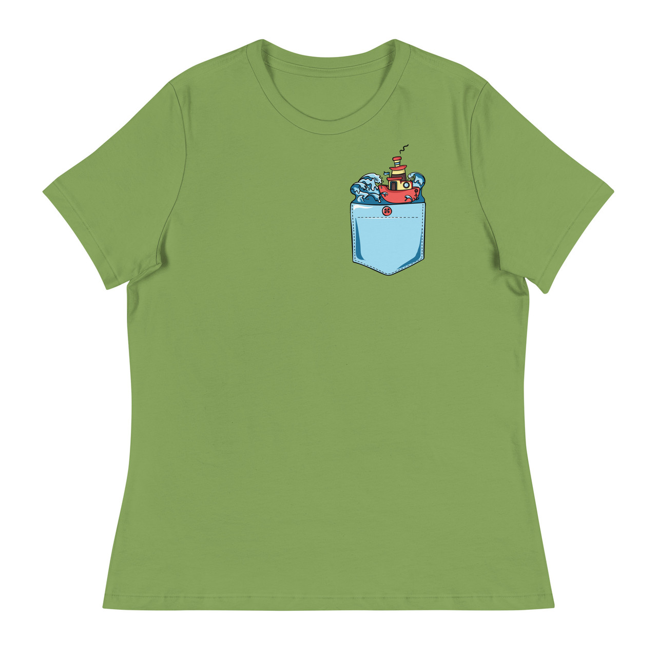 Angry Waves Pocket Women's Relaxed T-Shirt - Bella + Canvas 6400 