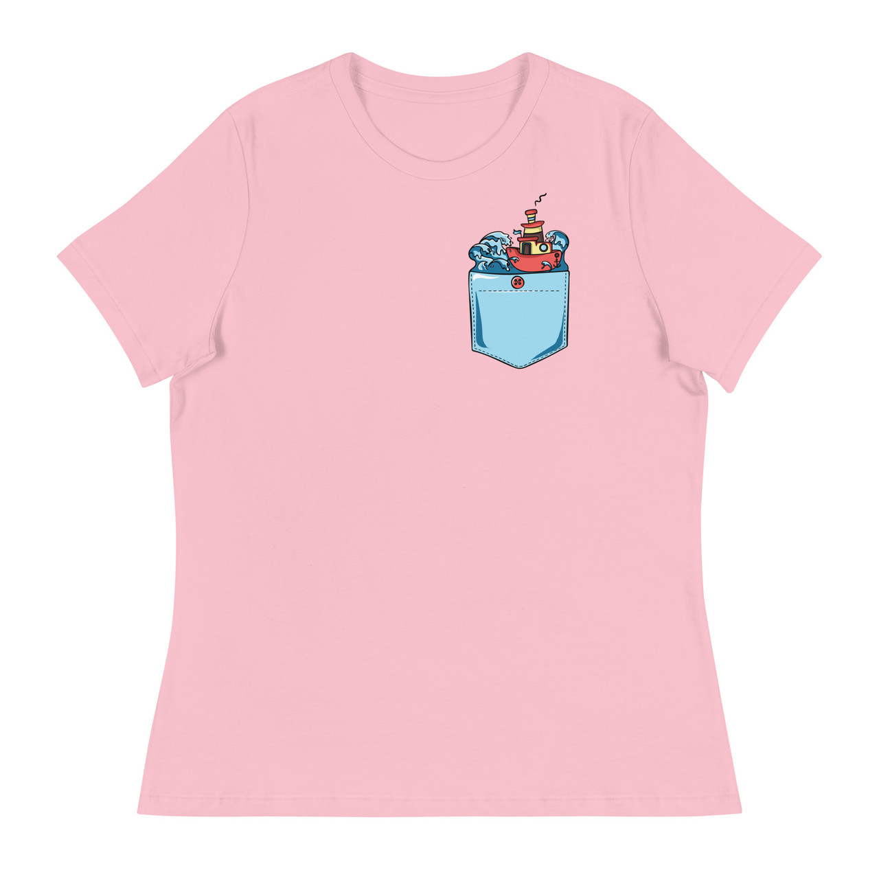 Angry Waves Pocket Women's Relaxed T-Shirt - Bella + Canvas 6400 