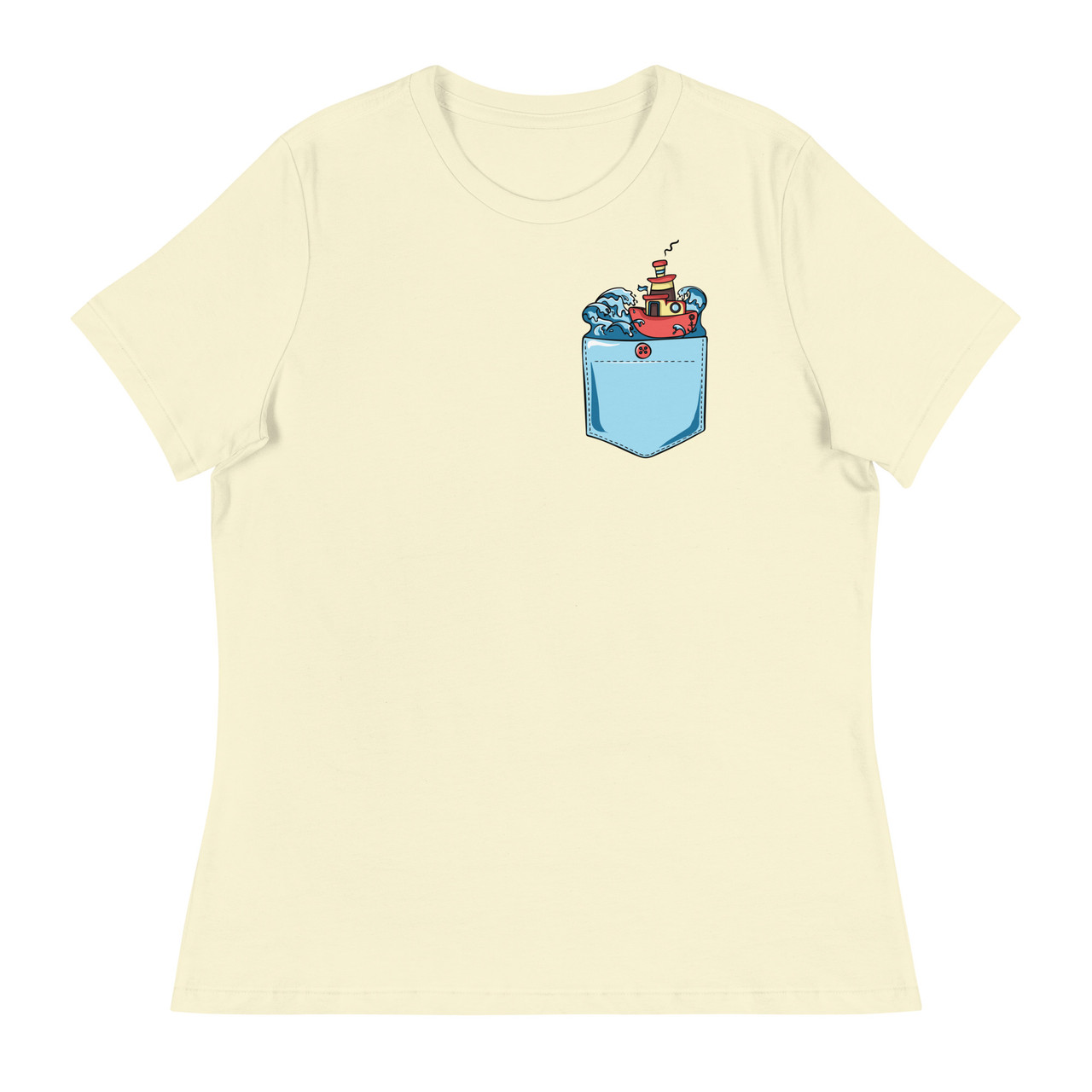 Angry Waves Pocket Women's Relaxed T-Shirt - Bella + Canvas 6400 