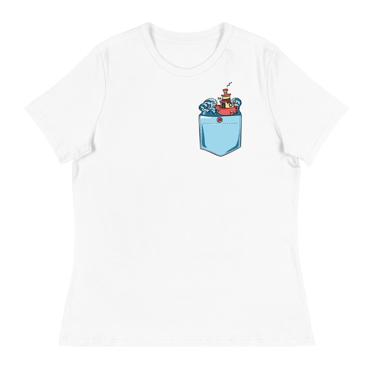 Angry Waves Pocket Women's Relaxed T-Shirt - Bella + Canvas 6400 