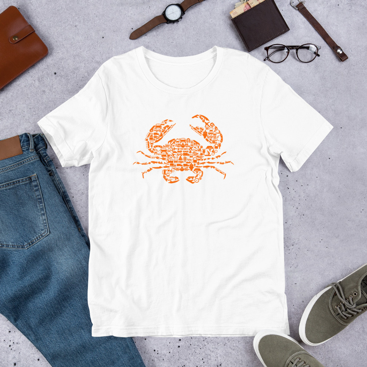 White T-Shirt - Bella + Canvas 3001 Crab