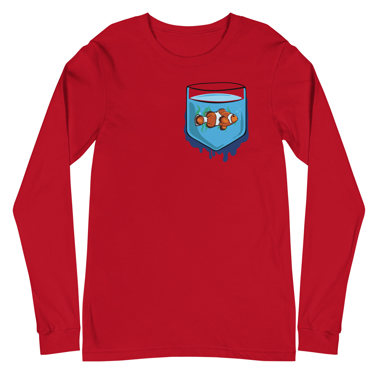 Fish Pocket Unisex Long Sleeve Tee - Bella + Canvas 3501 