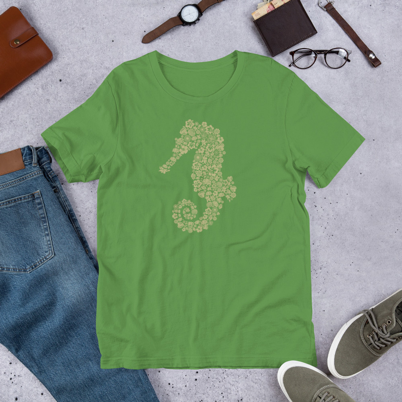 Leaf T-Shirt - Bella + Canvas 3001 Seahorse