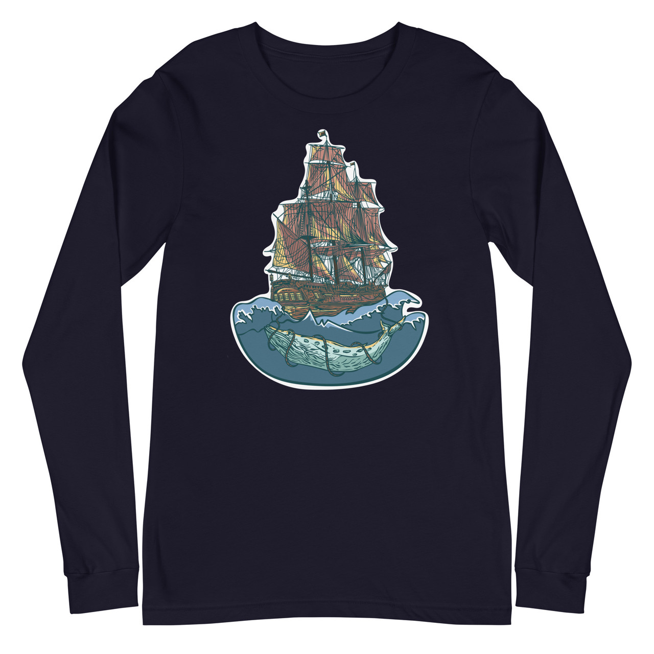 Whale of a Ship Unisex Long Sleeve Tee - Bella + Canvas 3501 