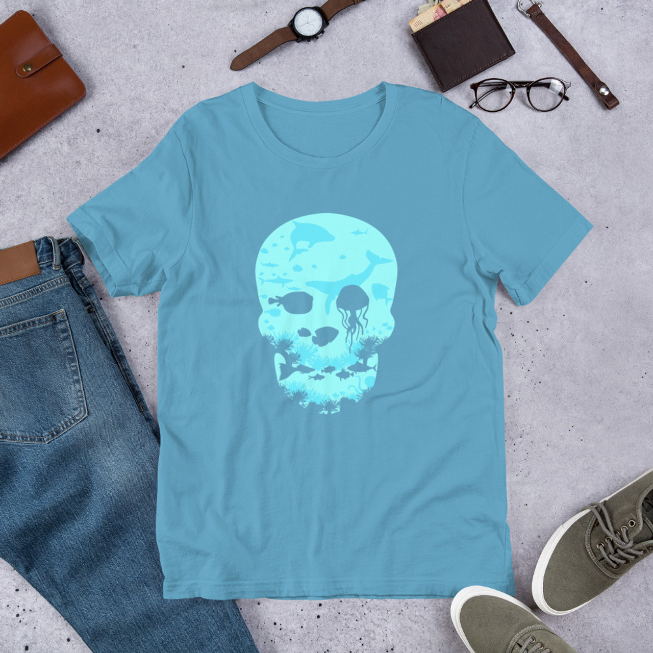 Ocean Blue T-Shirt - Bella + Canvas 3001 Dead Sea