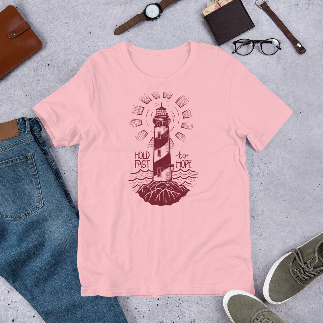 Pink T-Shirt - Bella + Canvas 3001 Lighthouse