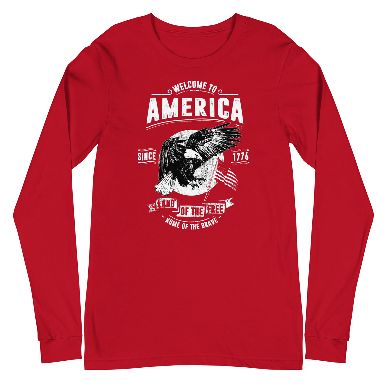 Welcome To America Unisex Long Sleeve Tee - Bella + Canvas 3501 