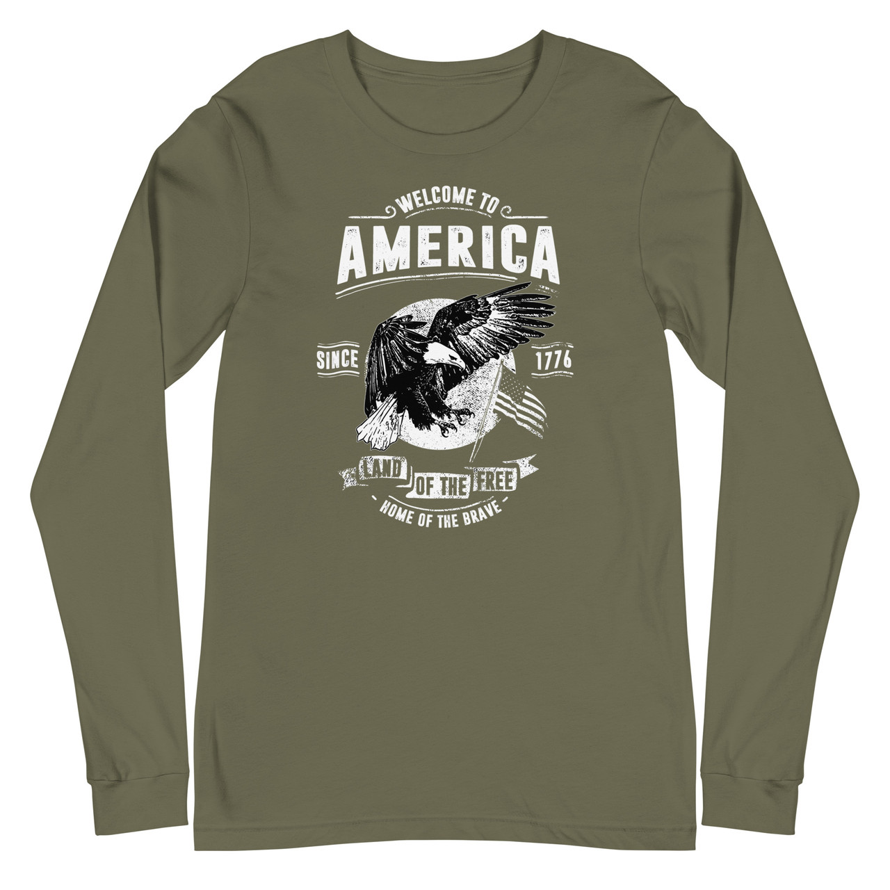 Welcome To America Unisex Long Sleeve Tee - Bella + Canvas 3501 