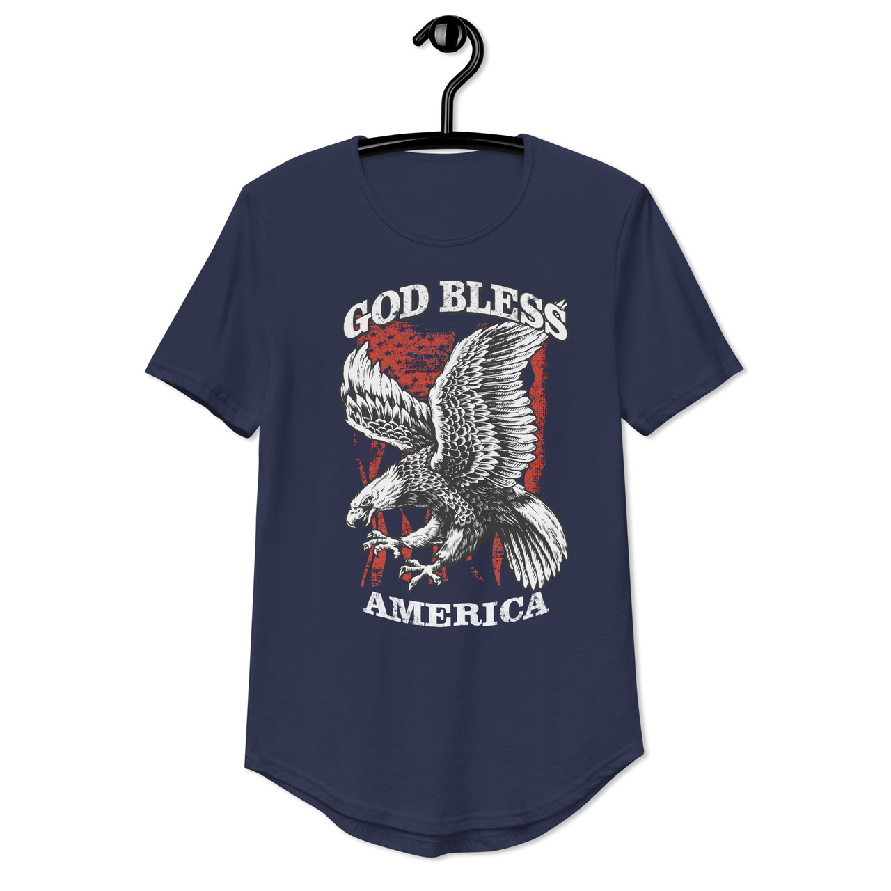 God Bless America Curved Hem Tee - Bella + Canvas 3003 