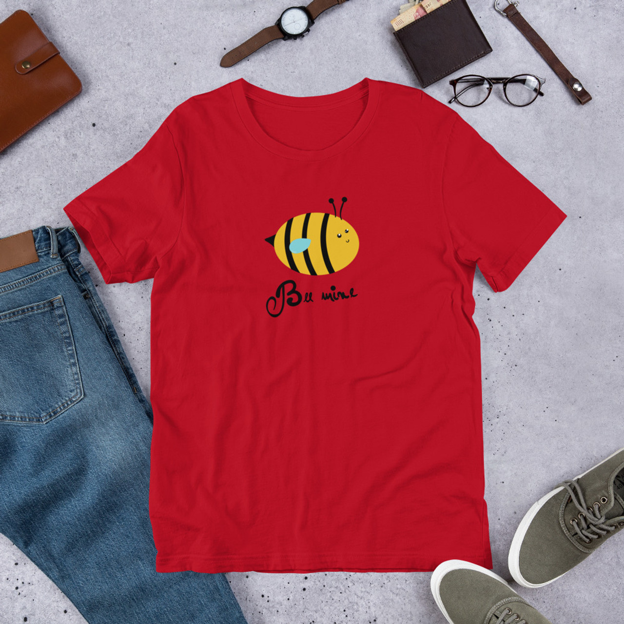 Red T-Shirt - Bella + Canvas 3001 Bee Mine