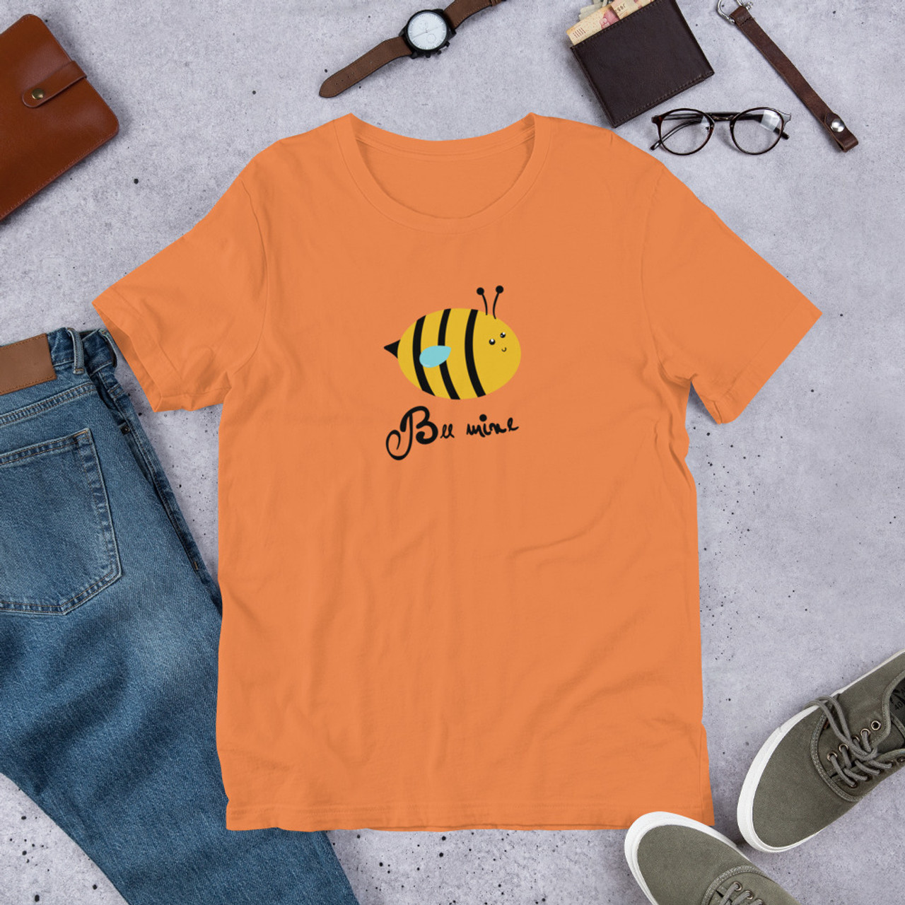 Burnt Orange T-Shirt - Bella + Canvas 3001 Bee Mine