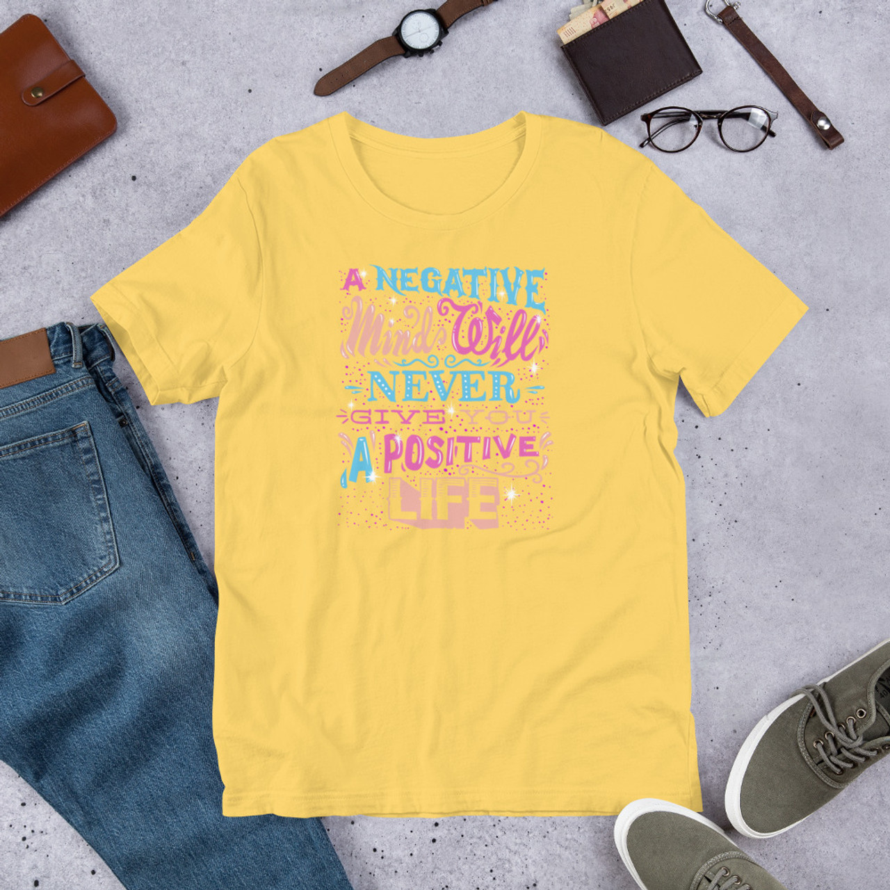 Yellow T-Shirt - Bella + Canvas 3001 A Negative Mind