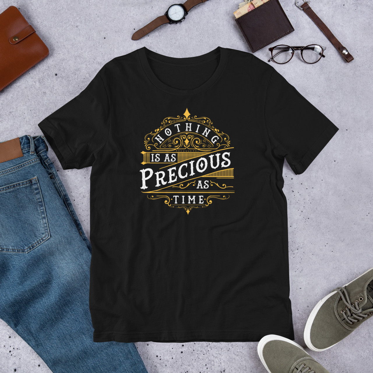 Black T-Shirt - Bella + Canvas 3001 Precious As Time