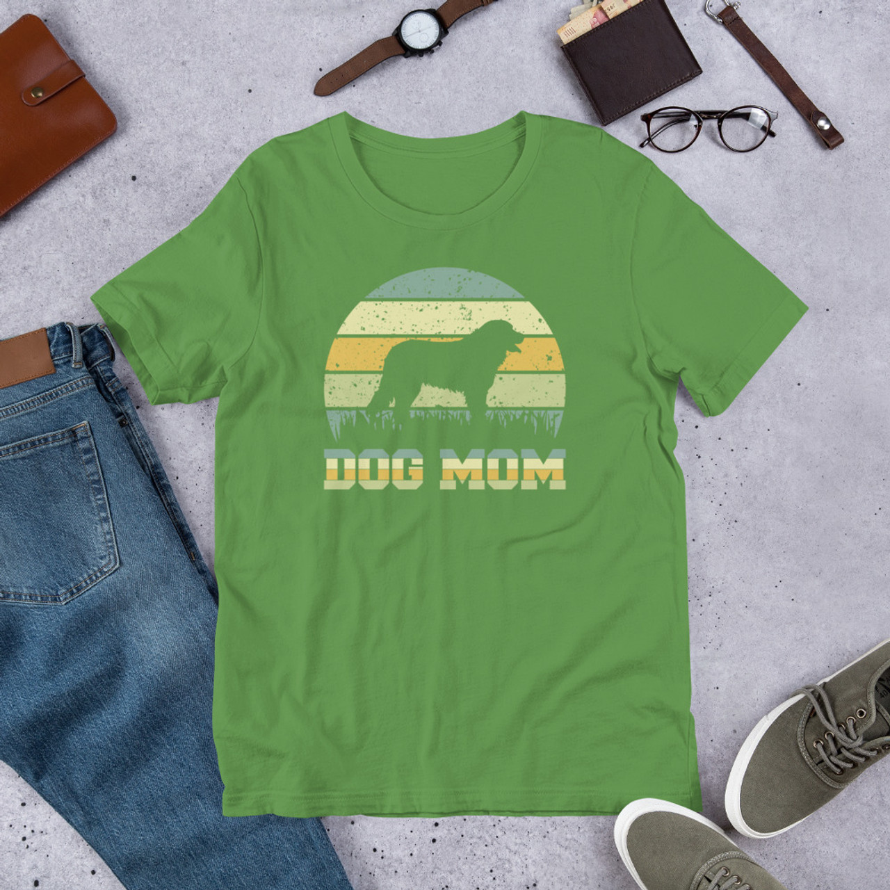 Leaf T-Shirt - Bella + Canvas 3001 Dog Mom