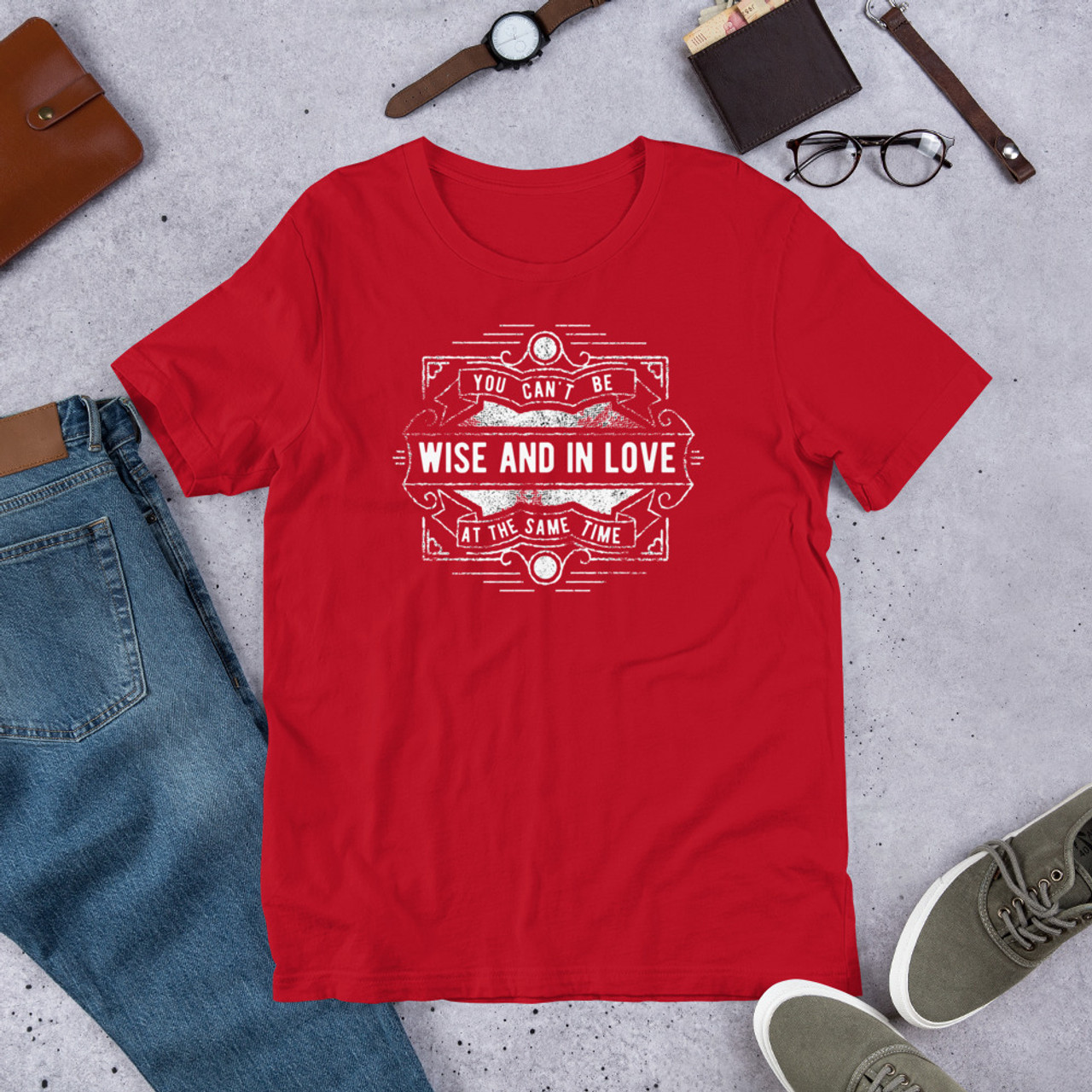 Red T-Shirt - Bella + Canvas 3001 Wise And In Love