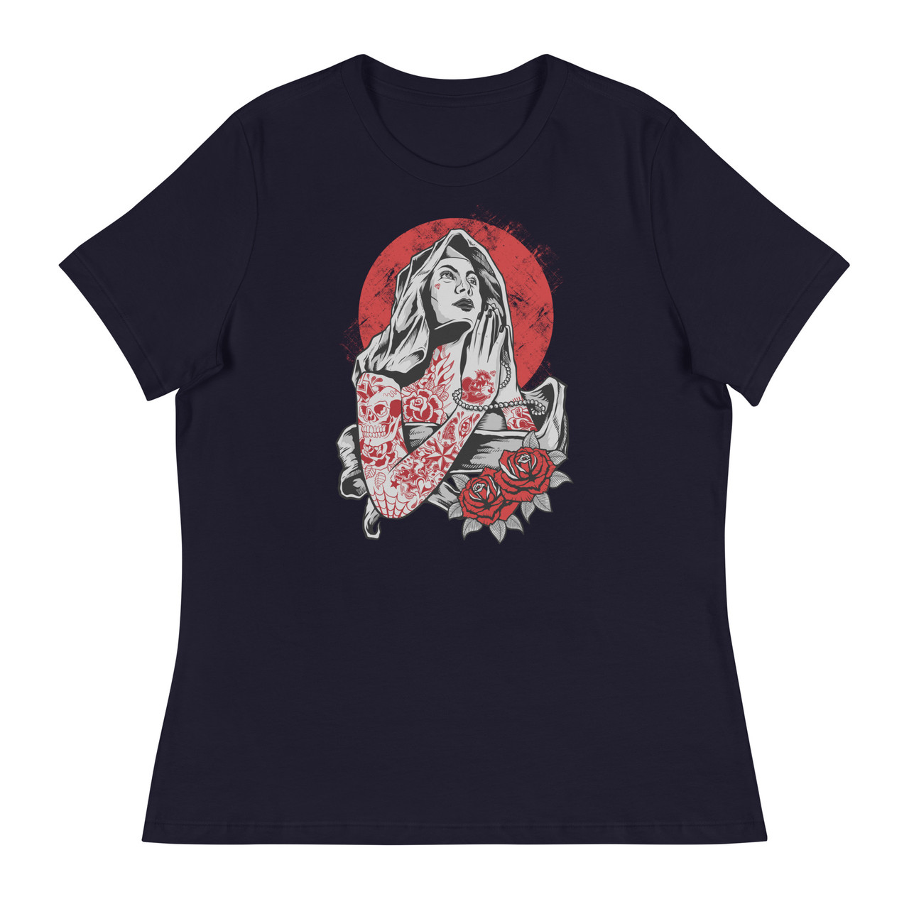 Virgin Mary Tattoo Women's Relaxed T-Shirt - Bella + Canvas 6400 