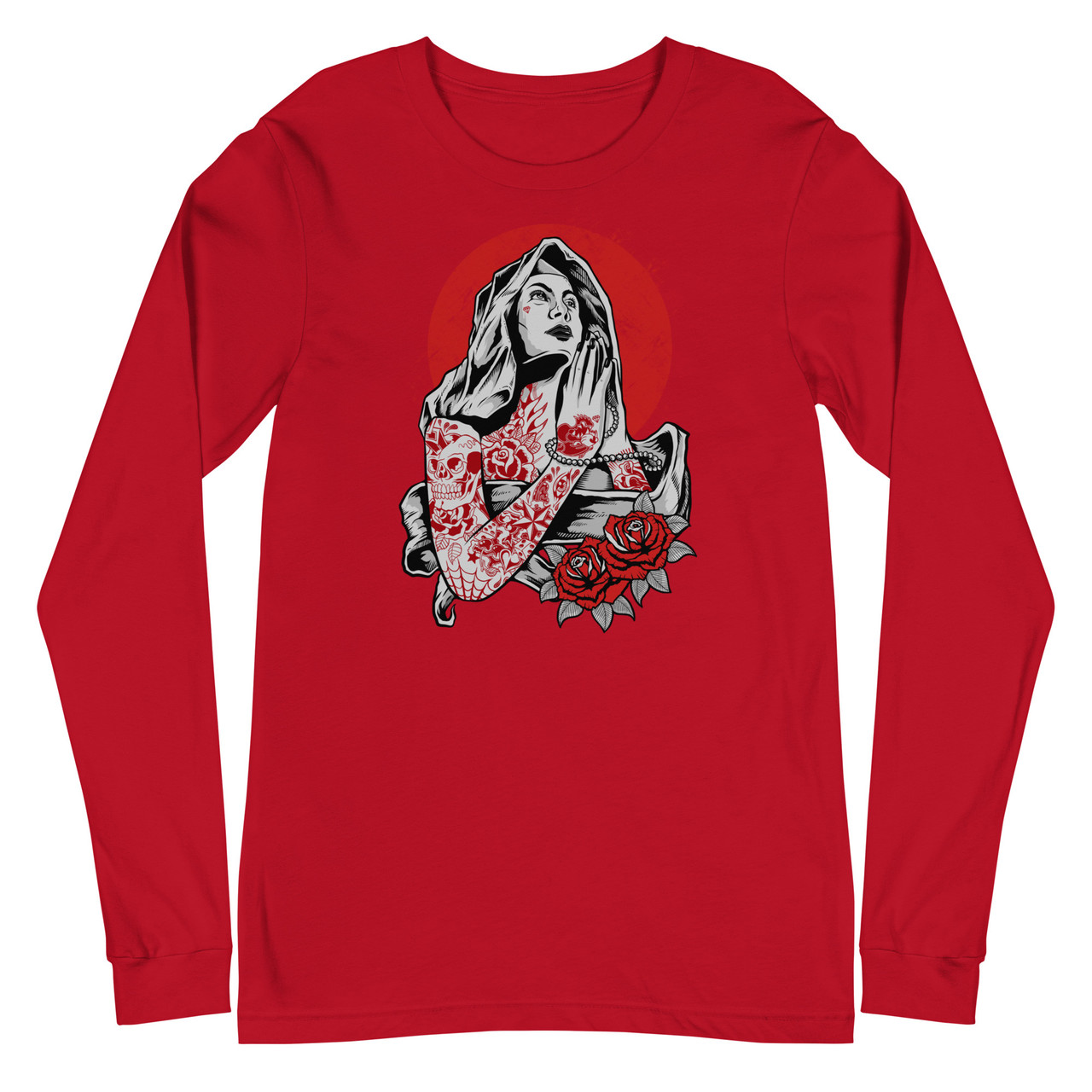 Virgin Mary Tattoo Unisex Long Sleeve Tee - Bella + Canvas 3501 