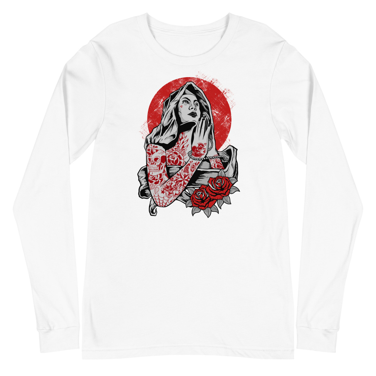 Virgin Mary Tattoo Unisex Long Sleeve Tee - Bella + Canvas 3501 